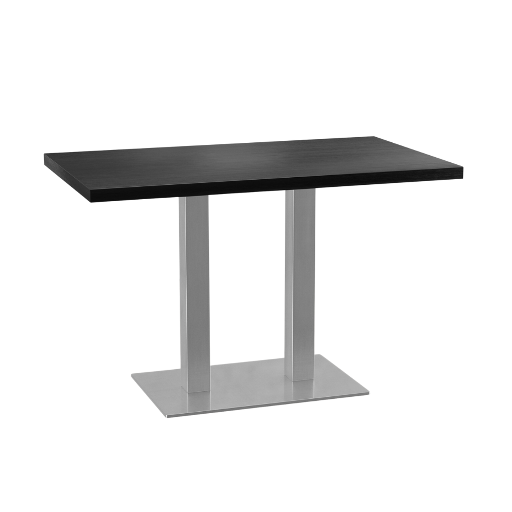 Bistro stůl 110x60 cm | tmavý vzhled dřeva | rám z nerezové oceli