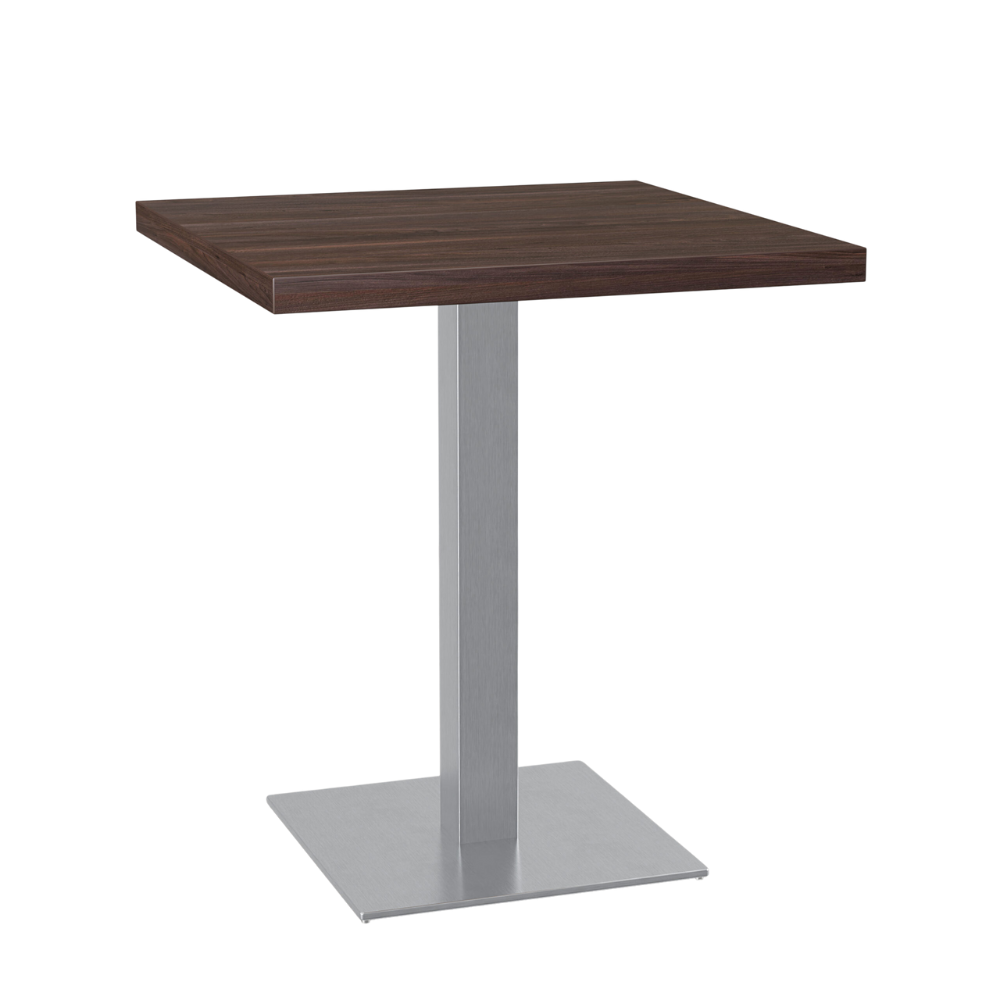 Bistro stůl 50x50 cm | ořech | rám z nerezové oceli