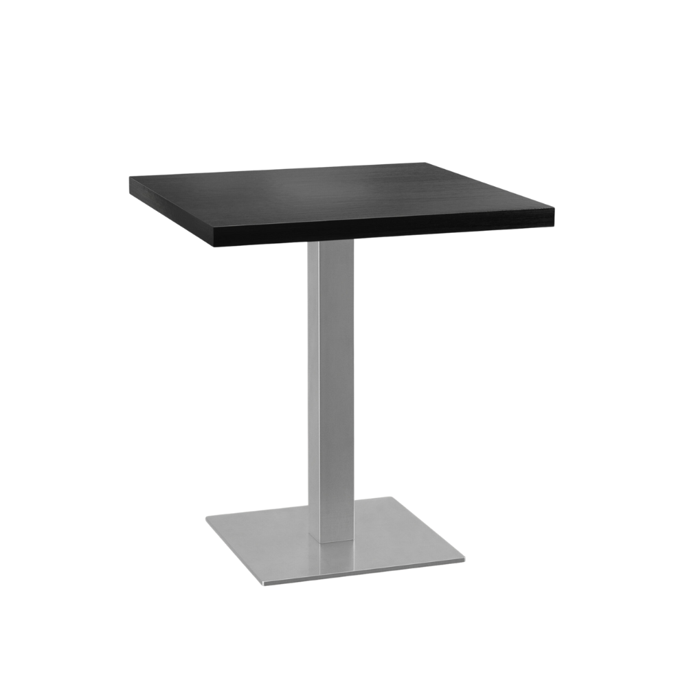 Bistro stůl 50x50 cm | vzhled tmavého dřeva | rám z nerezové oceli