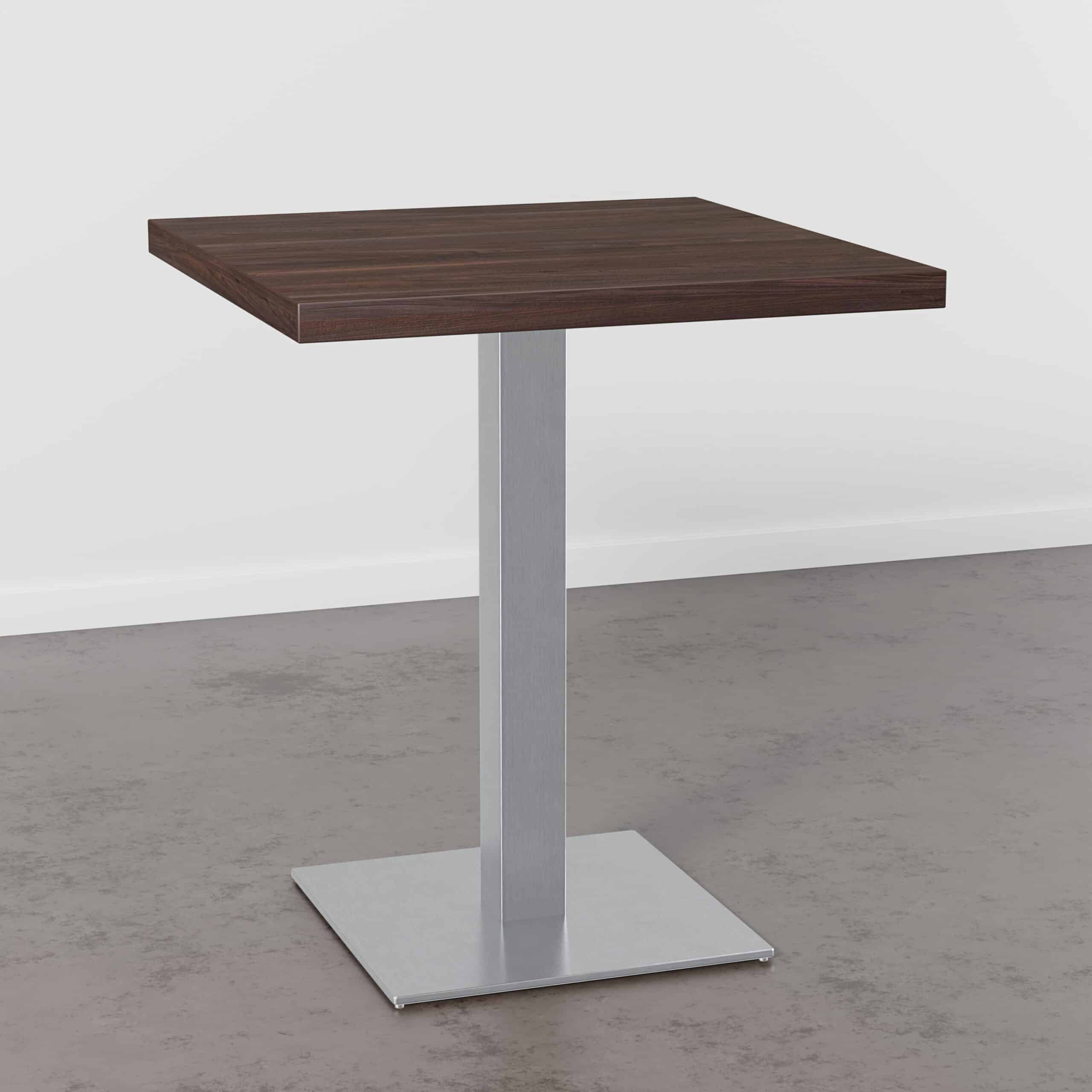 Bistro stůl-50x50cm-D4409-OV-ořechově hnědý-ocelový rám z nerezové oceli