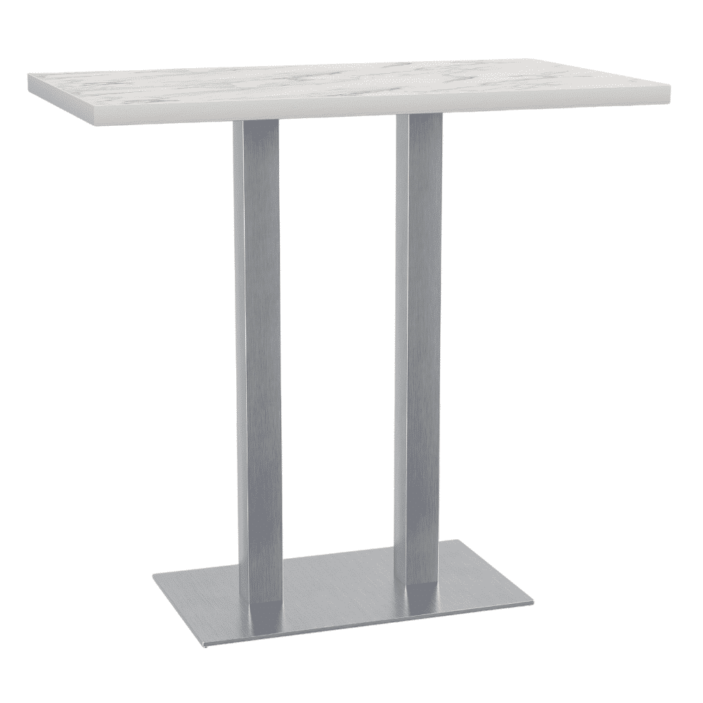 Gastro barový stůl 110x60 cm | mramor bílý | rám z nerezové oceli
