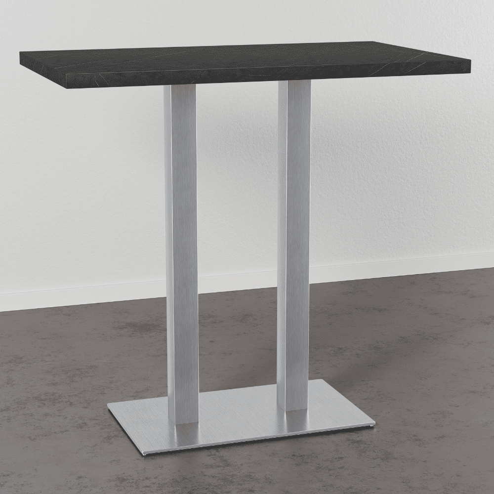 Gastro barový stůl 120x70 cm | tmavý mramor | rám z nerezové oceli - Obrázek 2