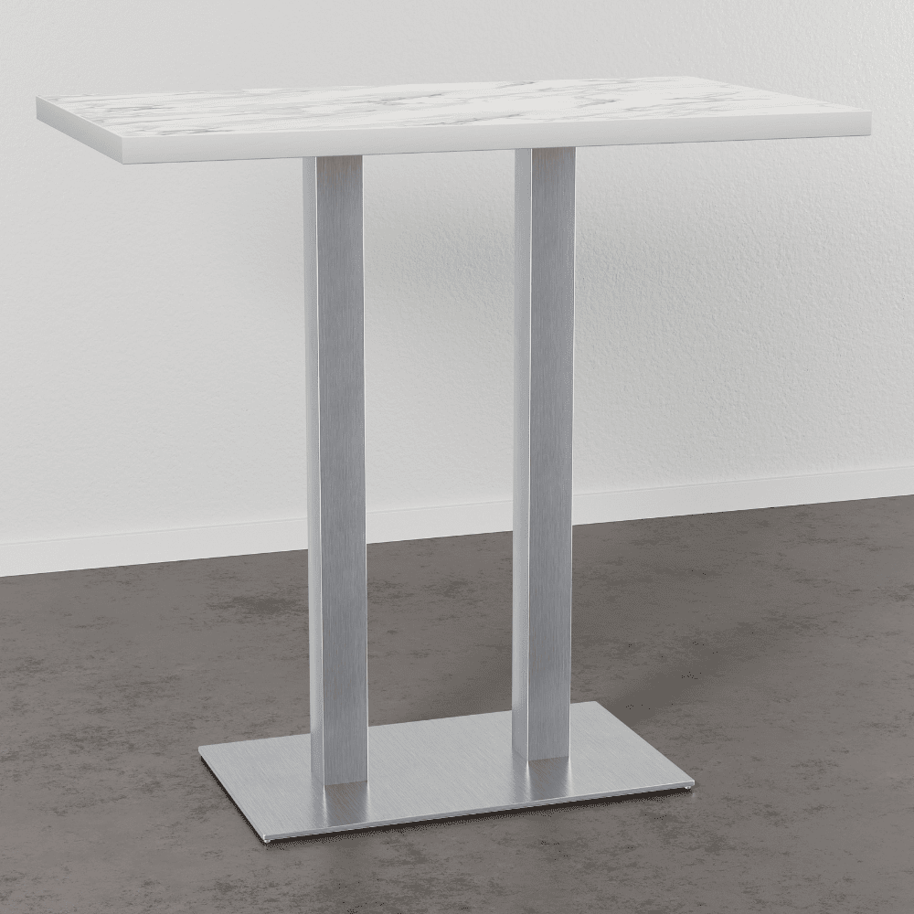Gastro barový stůl 110x60 cm | mramor bílý | rám z nerezové oceli - Obrázek 2
