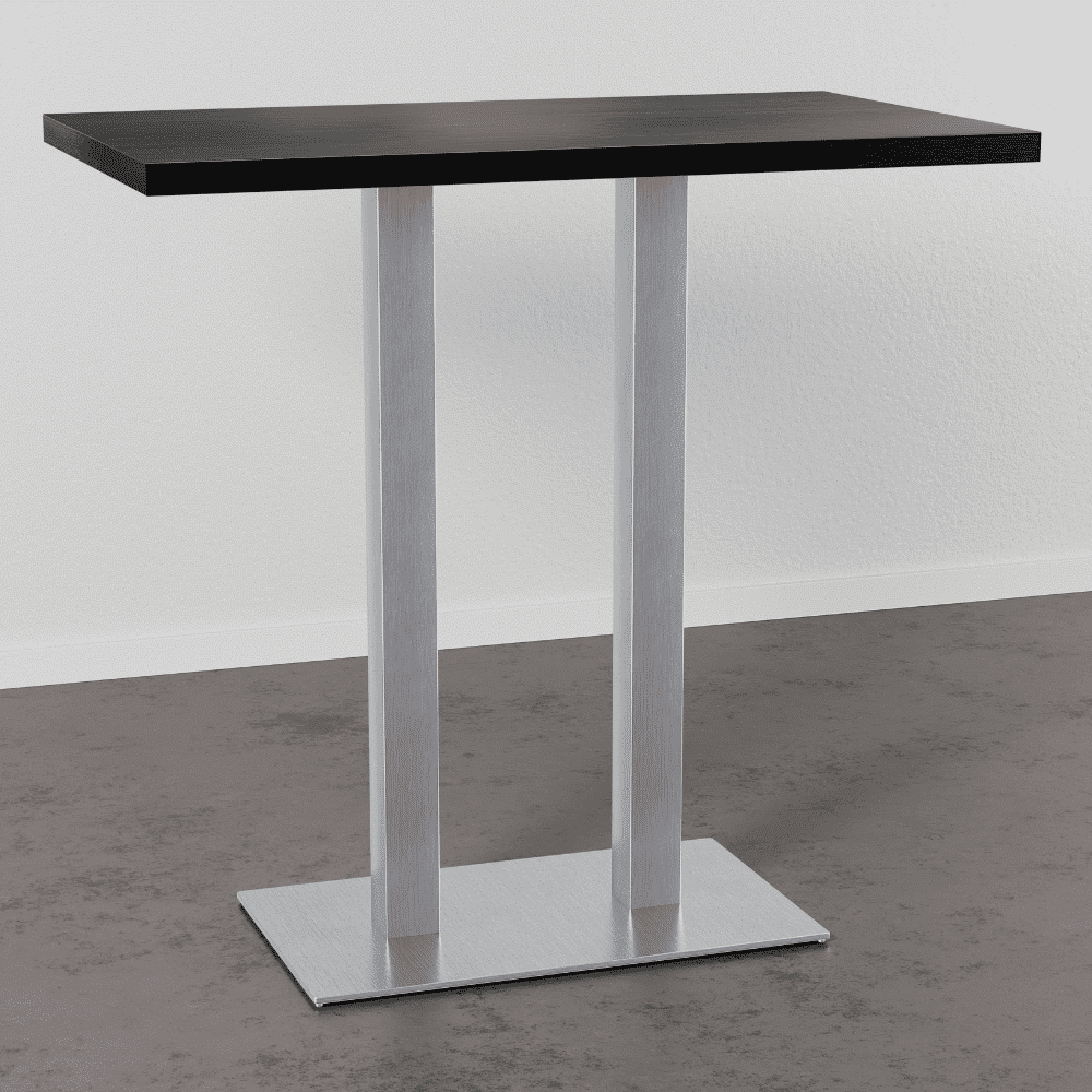 Gastro barový stůl 120x70 cm | vzhled tmavého dřeva | rám z nerezové oceli - Obrázek 2