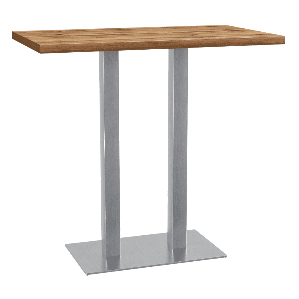 Gastro barový stůl 110x60 cm | dub Rome přírodní | rám z nerezové oceli