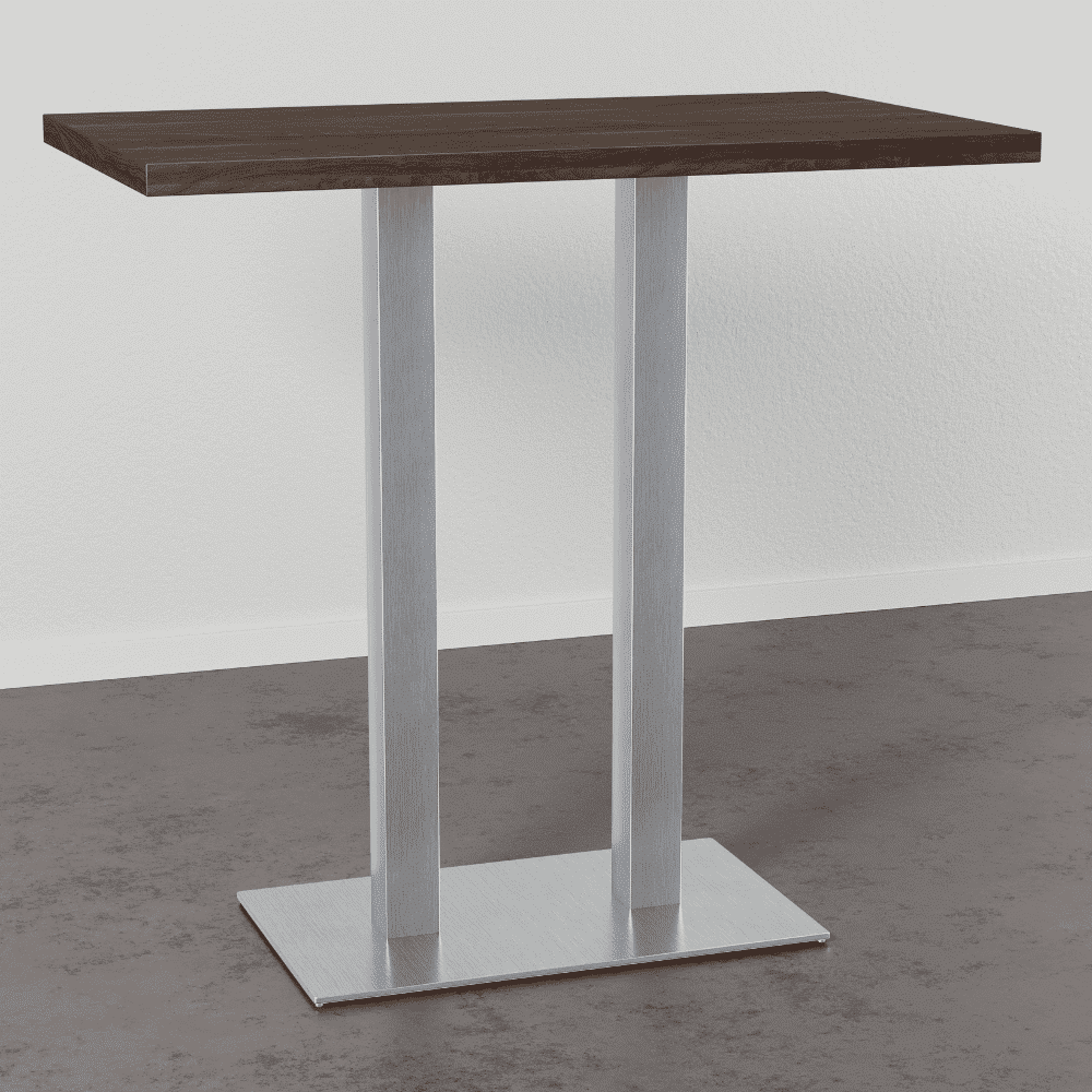 Gastro barový stůl 110x60 cm | ořech | rám z nerezové oceli - Obrázek 2